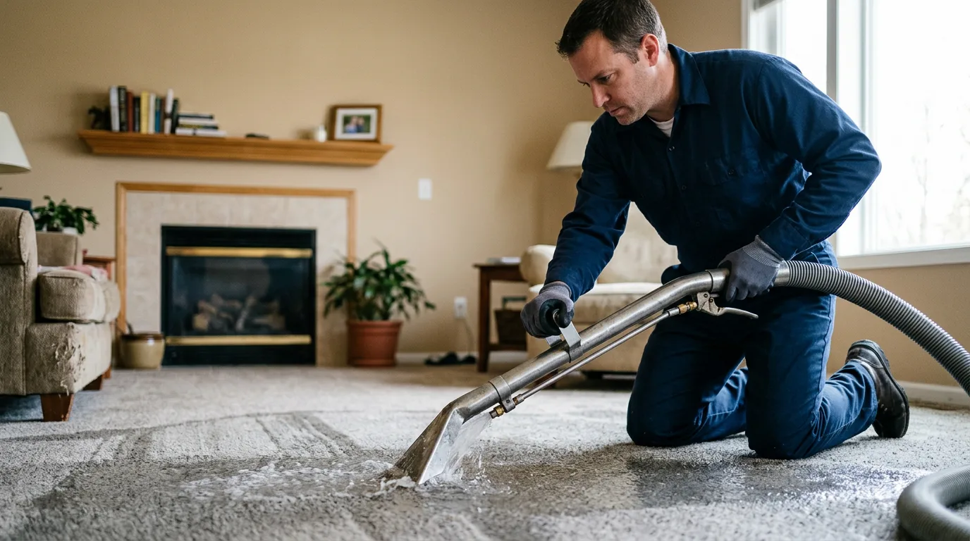 Water damage restoration technician working near Stewart, MN